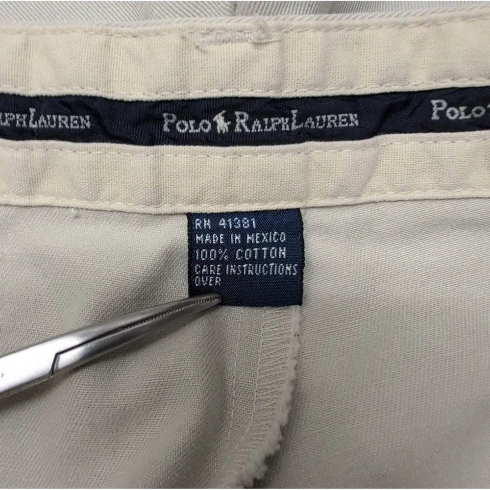 Polo Ralph Lauren Tyler Short Mens 36 Tan Khaki Pleated Classic Chino Cotton 9in